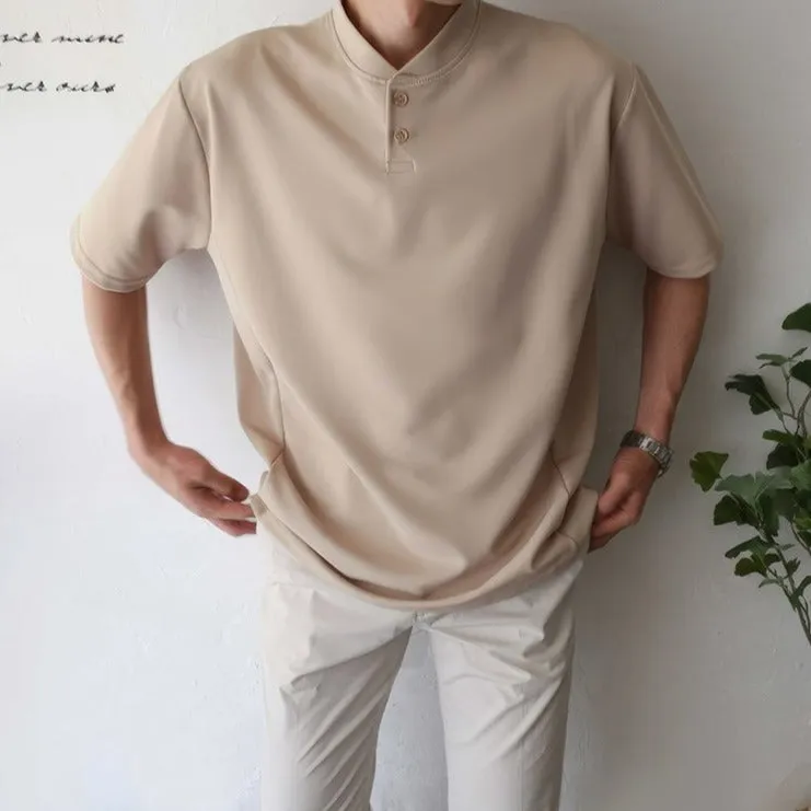 [Korean Style] 4 Colors Mock Neckline Polo shirts