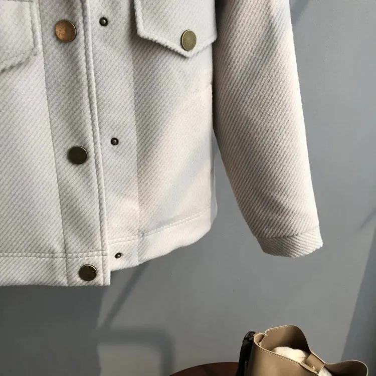 [Korean Style] Alleasa 4 Colors Fleece Collar Jacket