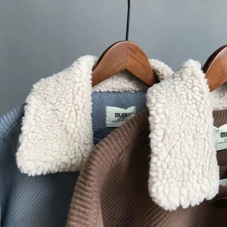 [Korean Style] Alleasa 4 Colors Fleece Collar Jacket