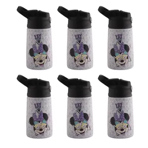 Kuber Industries 350 ml Insulated Kids Water Bottle | Mini Yay Kids Water Bottle | Stainless Steel Water Bottle | Water Bottle with Push-Button Flip Lid | Bottle For School | Purple | Pack of 6