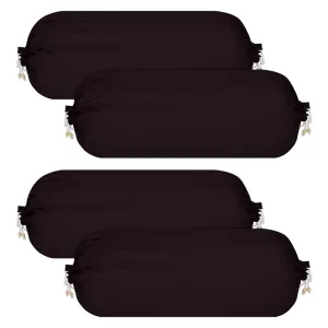 Kuber Industries Bolster Covers | Soft Cotton Bolster Cover Set | Diwan Round Bolster Pillow Covers | Striped Pattern Masand Cover | 16x32 Inch | Pack of 4 | Black
