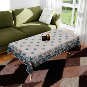 Kuber Industries Center Table Cover | Velvet Sparkle Table Cover | Blue Digital Flower Table Cover | Reusable Cloth Cover for Table Top | Table Protector Cover | 40x60 Inch | Gray