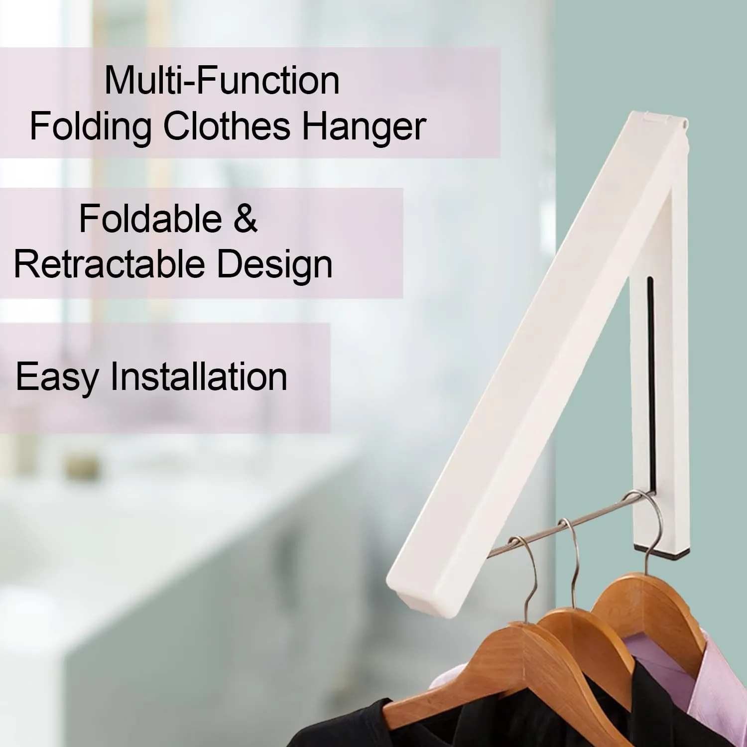 Kuber Industries Cloth Drying Rack | Wall Mounted Drying Rack | Drying Rack for Toilets | Rack for Bathrooms | Clothes Rack for Bedrooms | Drilling Installation Rack | EN001 | White
