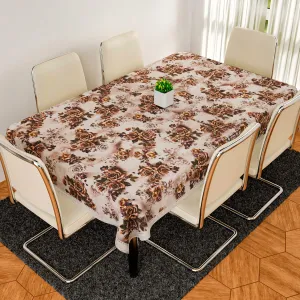 Kuber Industries Dining Table Cover | Jute Fabric Lace Table Protector Cover | Flower Print Dinning Table Cloth for Tabletop Decoration | 60x90 Inch | Brown