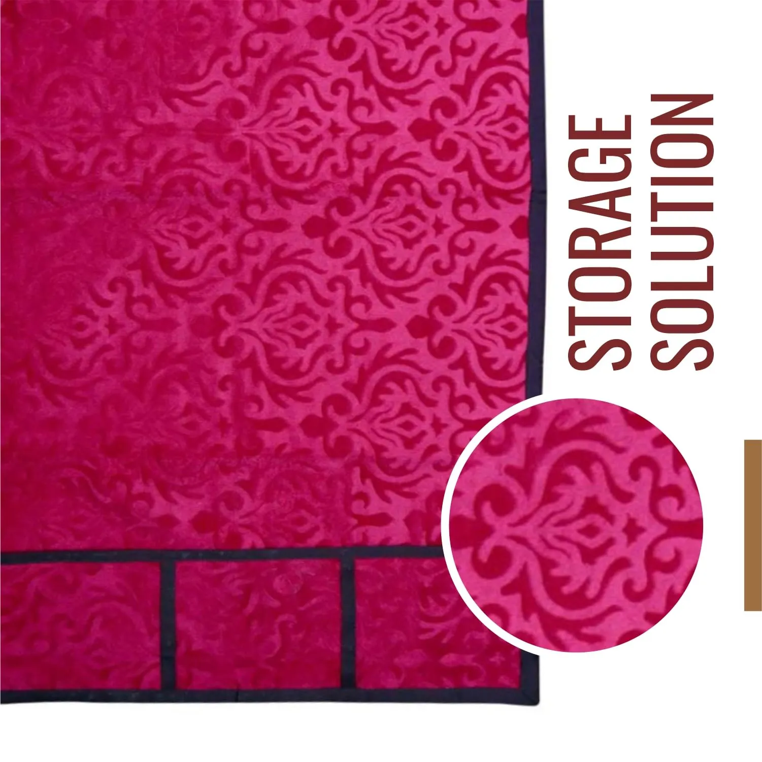 Kuber Industries Fridge Top Cover | Fridge Top Cover with Pockets | Refrigerator Top Cover for Kitchen | Fridge Top Cover with 6 Utility Pockets | Velvet Fridge Top Cover | Pink