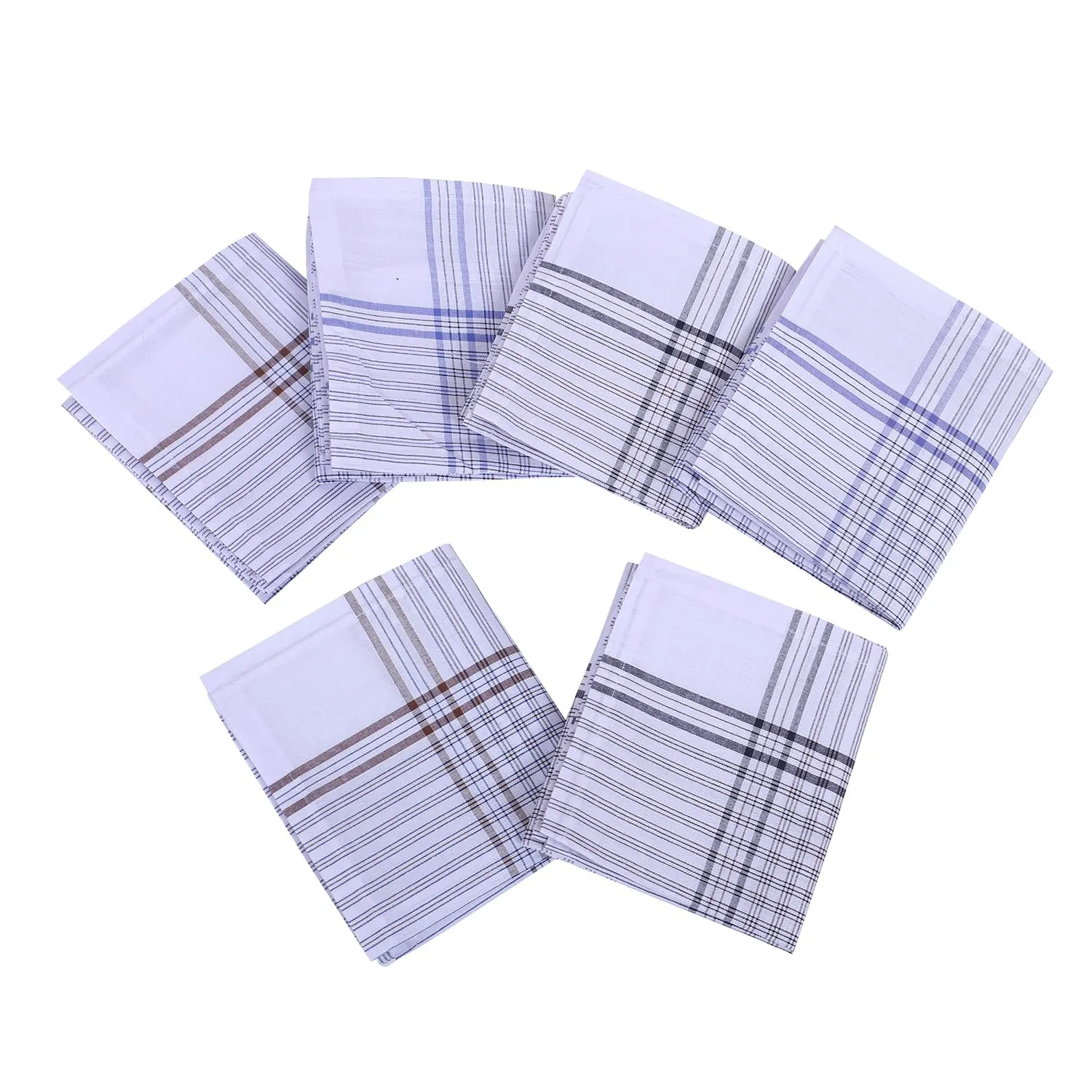 Kuber Industries Handkerchiefs | Soft Cotton | Hankies for Mans | Hankies for Boys | Lining Check | Rumal for Mans | Boys | Wicking Sweat | Set of 12 | White