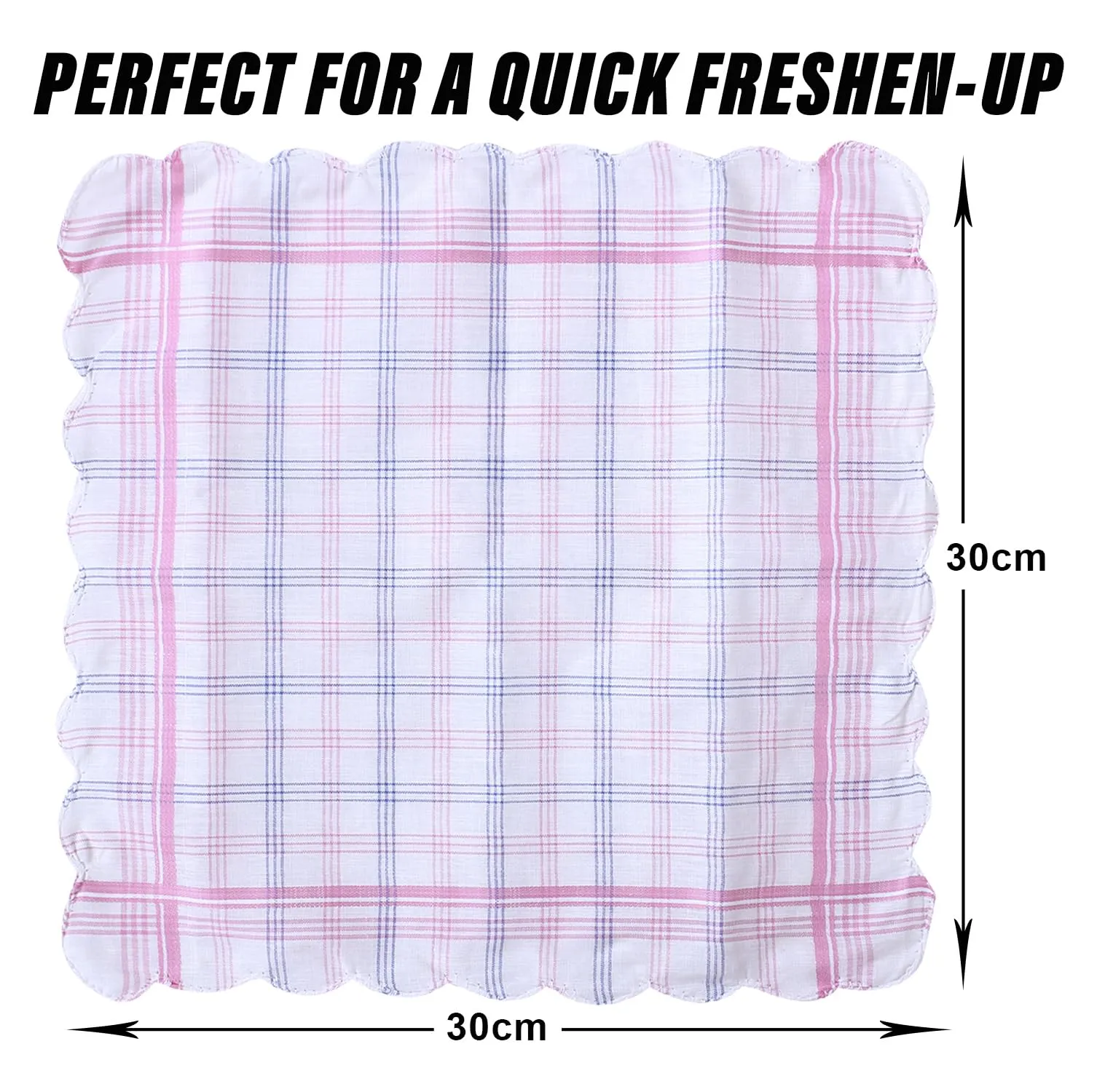 Kuber Industries Handkerchiefs | Soft Cotton | Hankies for Woman | Hankies for Girls | Check Cutwork | Rumal for Woman | Girls | Wicking Sweat | Set of 12 | White