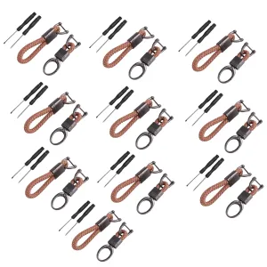 Kuber Industries Keychain/Keyring/Key Tag|Car Key Clip, Key Holder, Key Organizer|Pack of 10| (Brown)