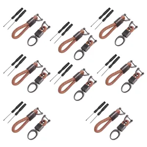 Kuber Industries Keychain/Keyring/Key Tag|Car Key Clip, Key Holder, Key Organizer|Pack of 8| (Brown)