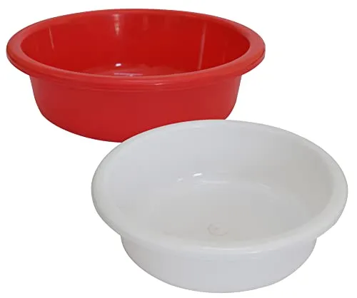 Kuber Industries Multiuses Unbreakable Plastic Knead Dough Basket/Basin Bowl For Home & Kitchen 6 Ltr- Pack of 2 (Red & White)