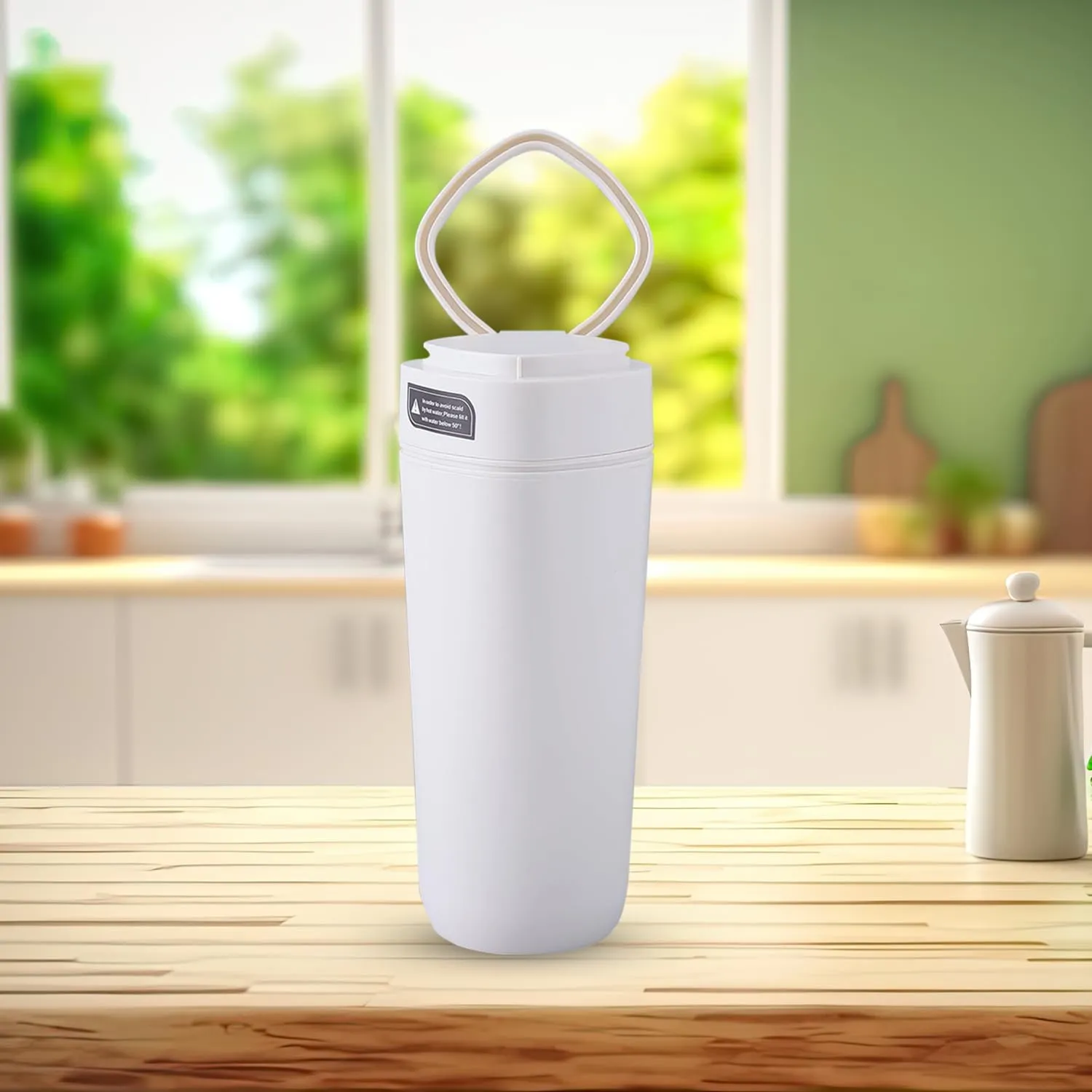 Kuber Industries Pack of 2 Anti-Fall Insulated Coffee Tumbler with Suction Bottom | Leak-Proof Stainless Steel Tumbler | Coffee Tumbler with Lid and Handle | 480 ML | White