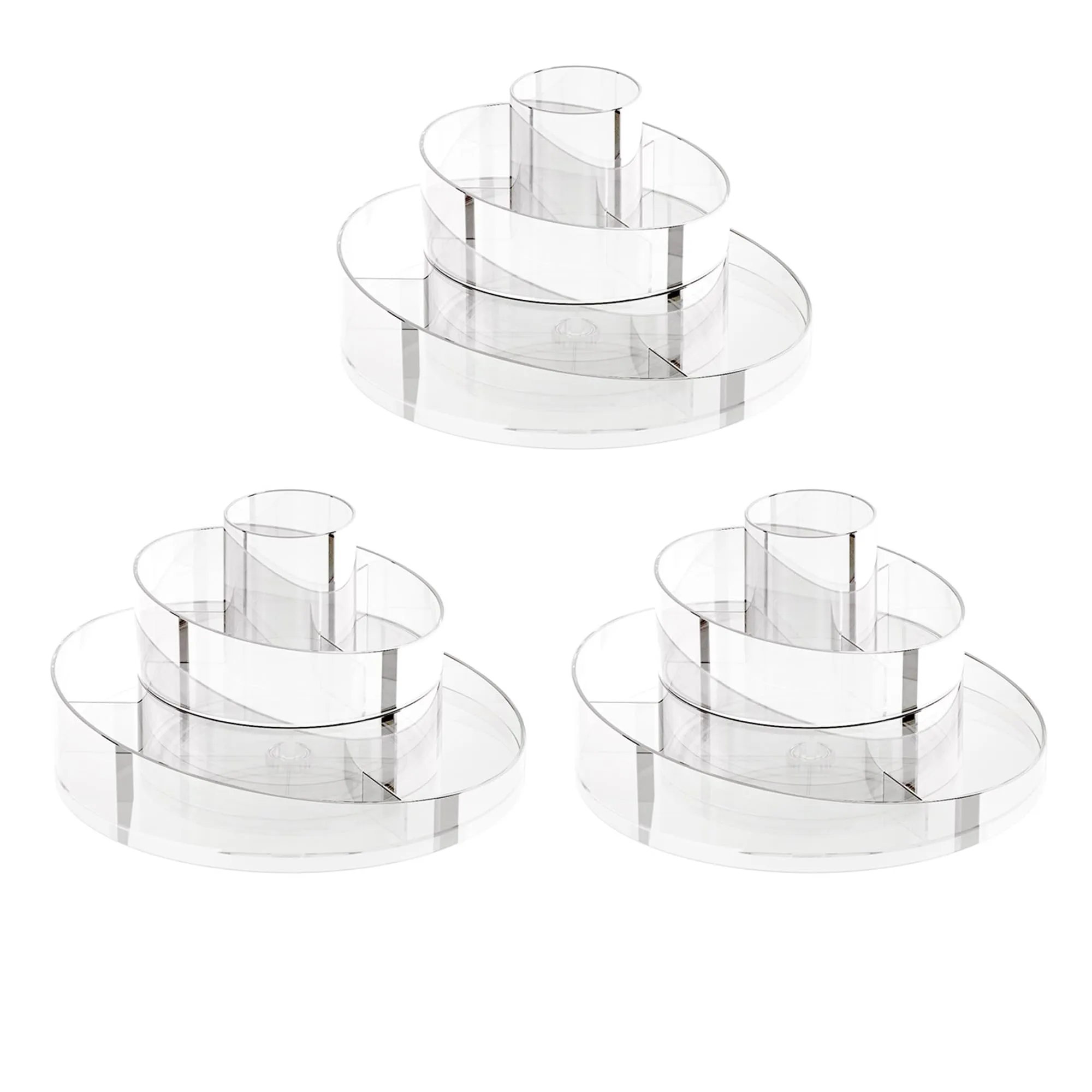 Kuber Industries Pack of 3 Rotating makeup Organiser| 360 Rotation | Multipurpose Cosmetic Desk Storage for Vanity Counter Dresser | Bedroom, Dresser, Countertop | YM.6612T | Transparent