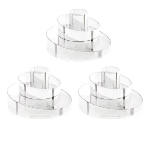 Kuber Industries Pack of 3 Rotating makeup Organiser| 360 Rotation | Multipurpose Cosmetic Desk Storage for Vanity Counter Dresser | Bedroom, Dresser, Countertop | YM.6612T | Transparent