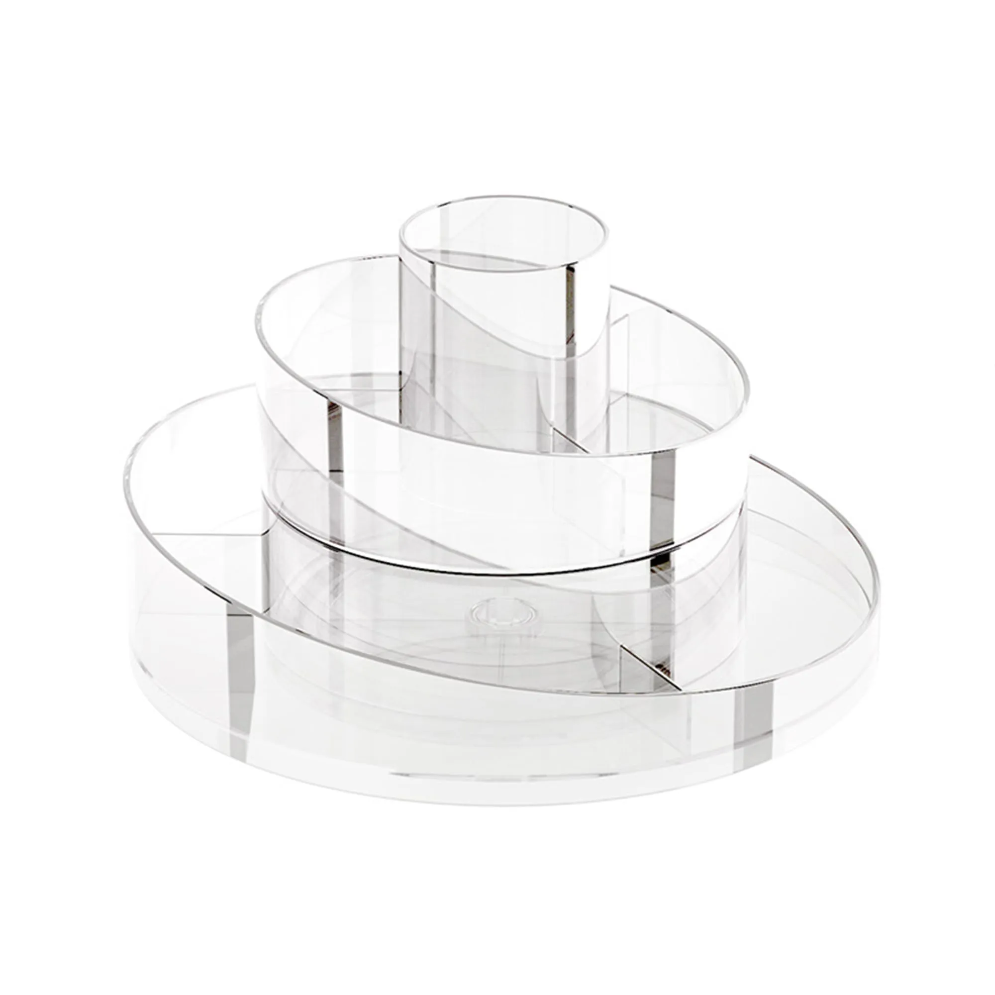 Kuber Industries Pack of 3 Rotating makeup Organiser| 360 Rotation | Multipurpose Cosmetic Desk Storage for Vanity Counter Dresser | Bedroom, Dresser, Countertop | YM.6612T | Transparent