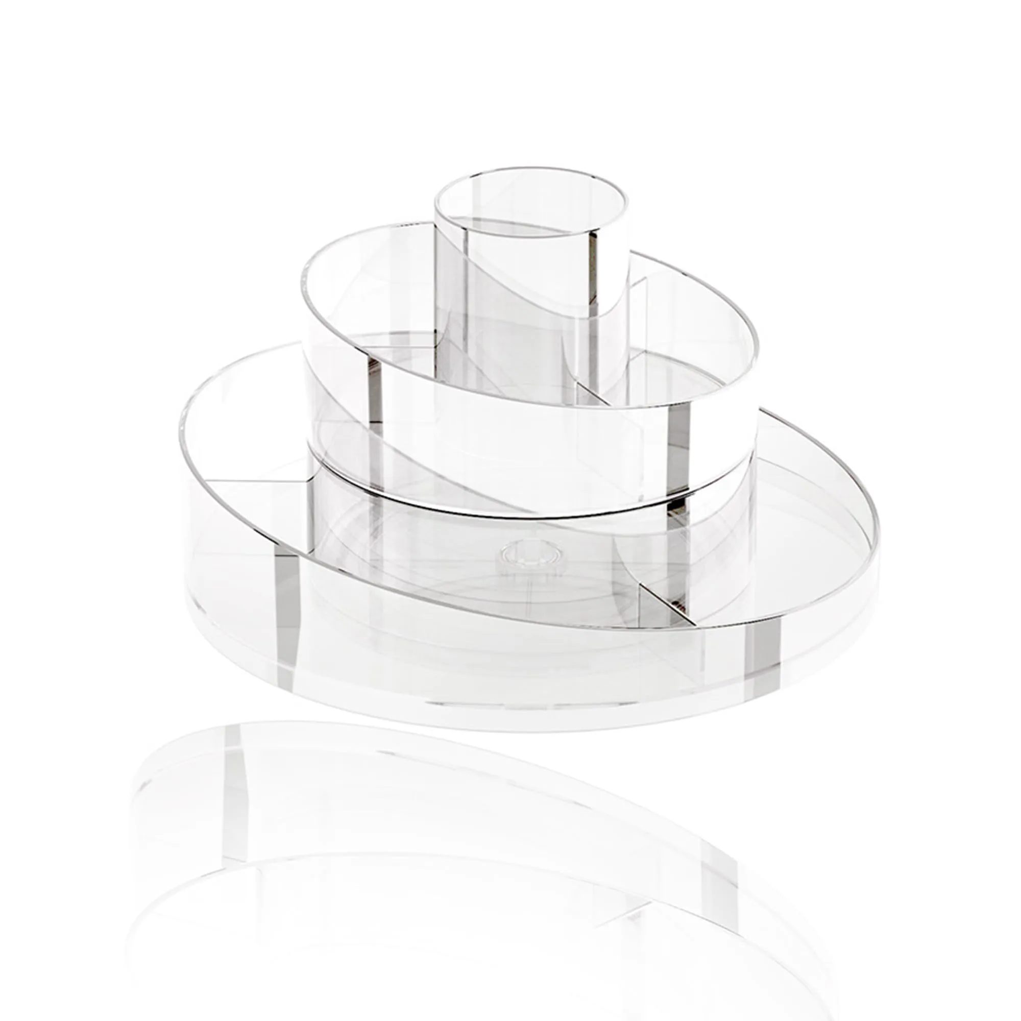 Kuber Industries Pack of 3 Rotating makeup Organiser| 360 Rotation | Multipurpose Cosmetic Desk Storage for Vanity Counter Dresser | Bedroom, Dresser, Countertop | YM.6612T | Transparent