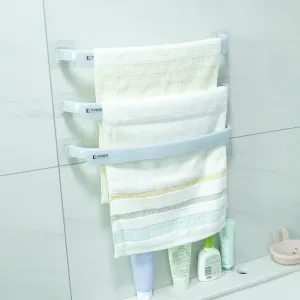 Kuber Industries Pack of 3 Towel Hanger for Bathroom|Wall Mounted Cloth Hanger|Multipurpose Cloth & Napkin Holder|Stainless Steel & PP|Self-Adhesive |Bathroom & Kitchen Organizer|FJ-07|Grey