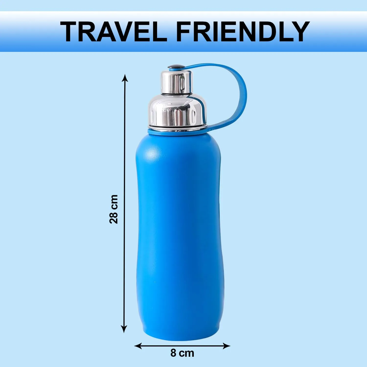 Kuber Industries Pack of 3 Vacuum Insulated Water Bottle| Stainless Steel Sipper Water Bottle | Hot & Cold Water Bottle | Leakproof, BPA Free, Rustproof | 750 ML | Blue