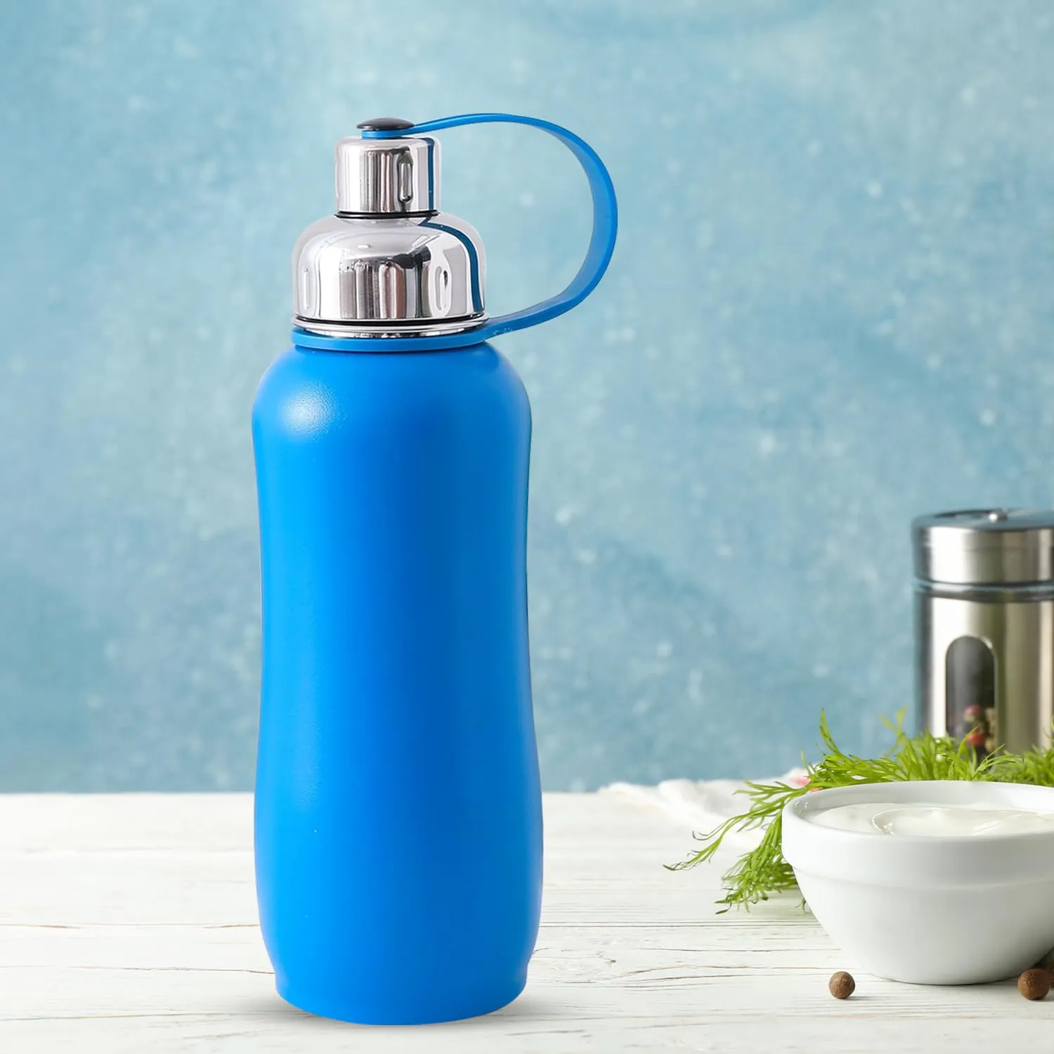Kuber Industries Pack of 3 Vacuum Insulated Water Bottle| Stainless Steel Sipper Water Bottle | Hot & Cold Water Bottle | Leakproof, BPA Free, Rustproof | 750 ML | Blue