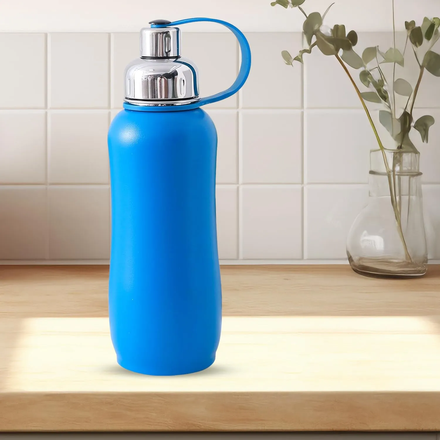Kuber Industries Pack of 3 Vacuum Insulated Water Bottle| Stainless Steel Sipper Water Bottle | Hot & Cold Water Bottle | Leakproof, BPA Free, Rustproof | 750 ML | Blue