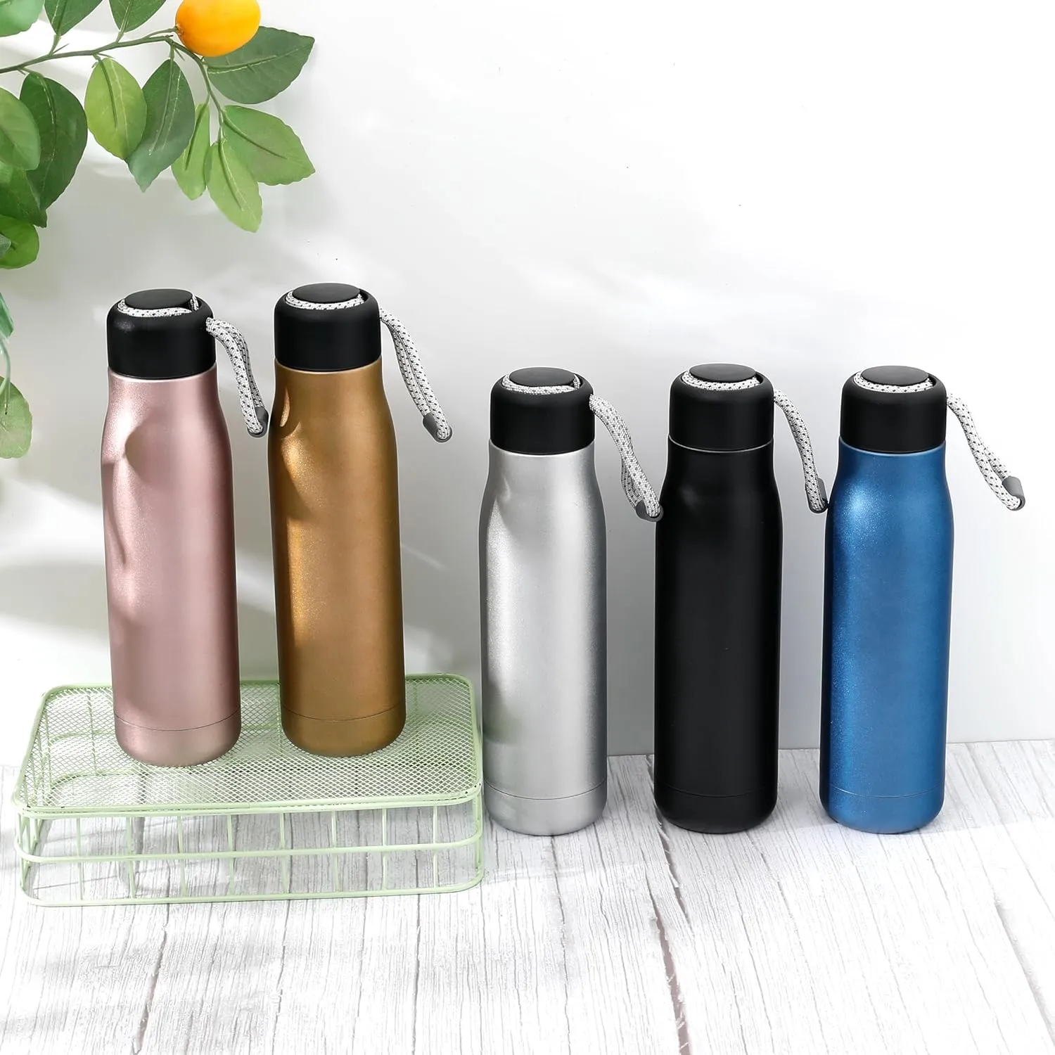 Kuber Industries Pack of 3 Vacuum Insulated Water Bottle | Stainless Steel Water Bottle | Hot & Cold Water Bottle | Leakproof, BPA Free, Rustproof | 550 ML | Brown