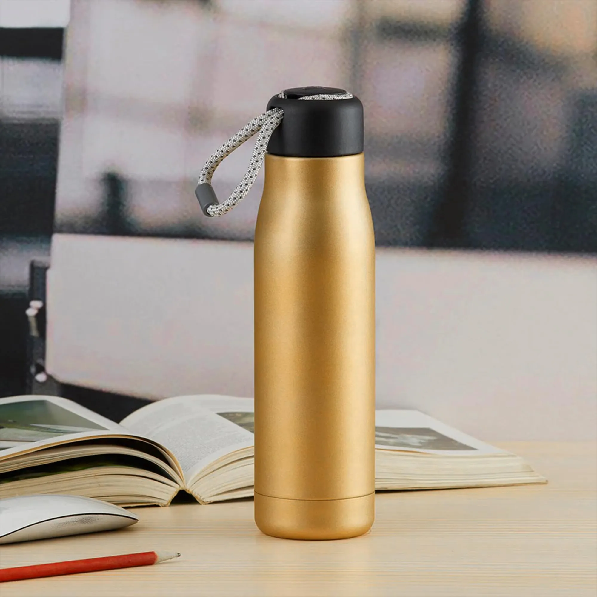 Kuber Industries Pack of 3 Vacuum Insulated Water Bottle | Stainless Steel Water Bottle | Hot & Cold Water Bottle | Leakproof, BPA Free, Rustproof | 550 ML | Brown