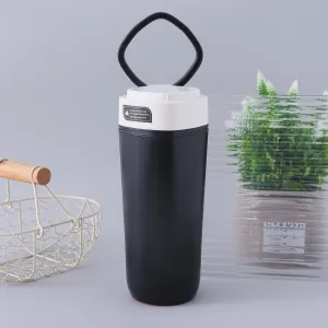 Kuber Industries Pack of 5 Anti-Fall Insulated Coffee Tumbler with Suction Bottom | Leak-Proof Stainless Steel Tumbler | Coffee Tumbler with Lid and Handle | 480 ML | Black