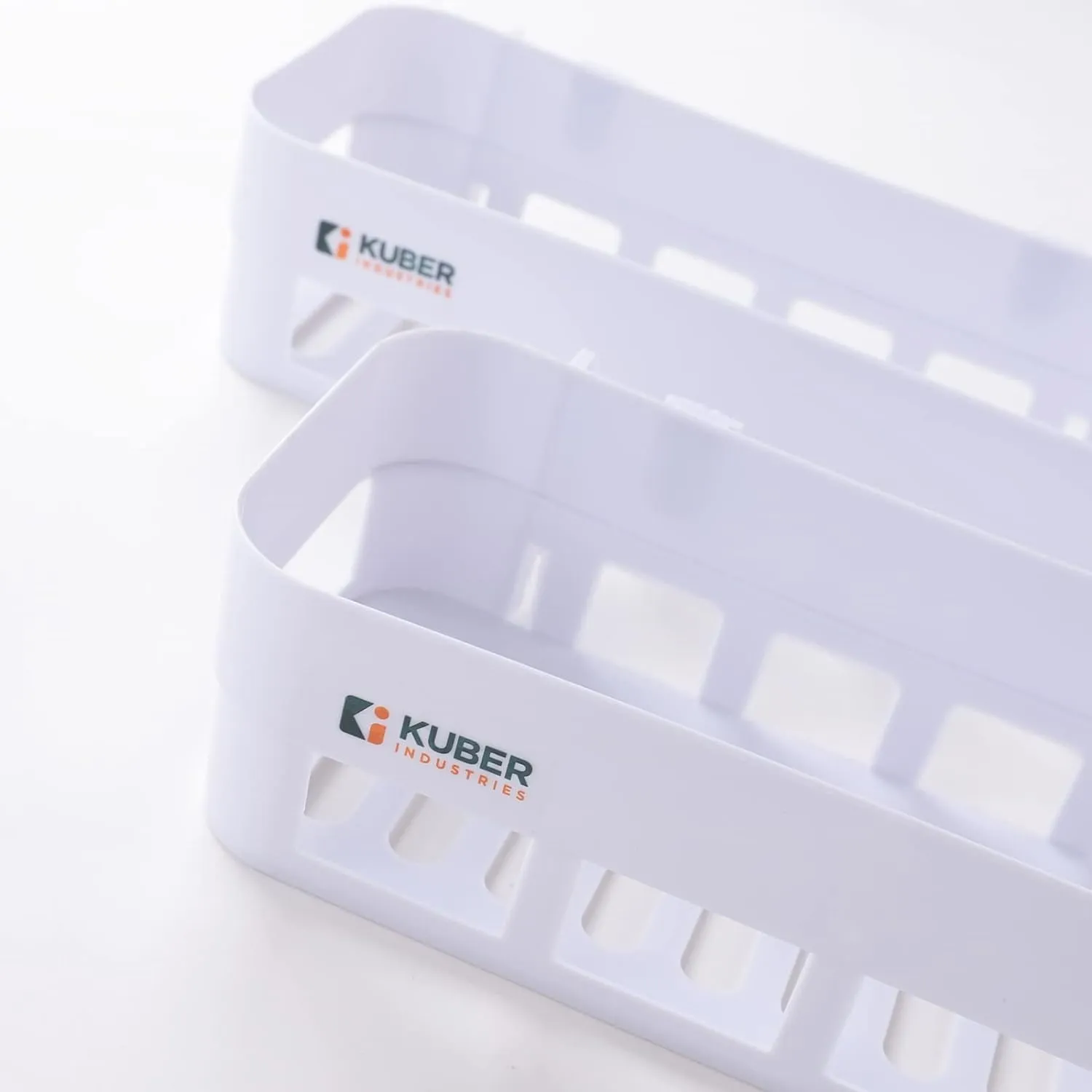 Kuber Industries Pack of 6 Bathroom & Kitchen Organizer PP|Durable & Non-Toxic|Self-Adhesive|Drainage Holes|Multipurpose Set of Storage Racks & Shelves|Set of 2|A50532|White