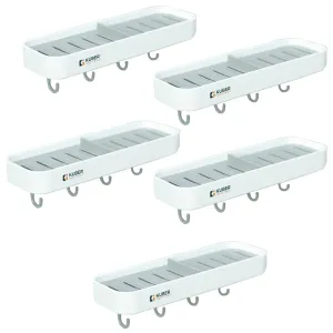 Kuber Industries Plastic Soap Dish with hooks|1322|Pack of 5|White