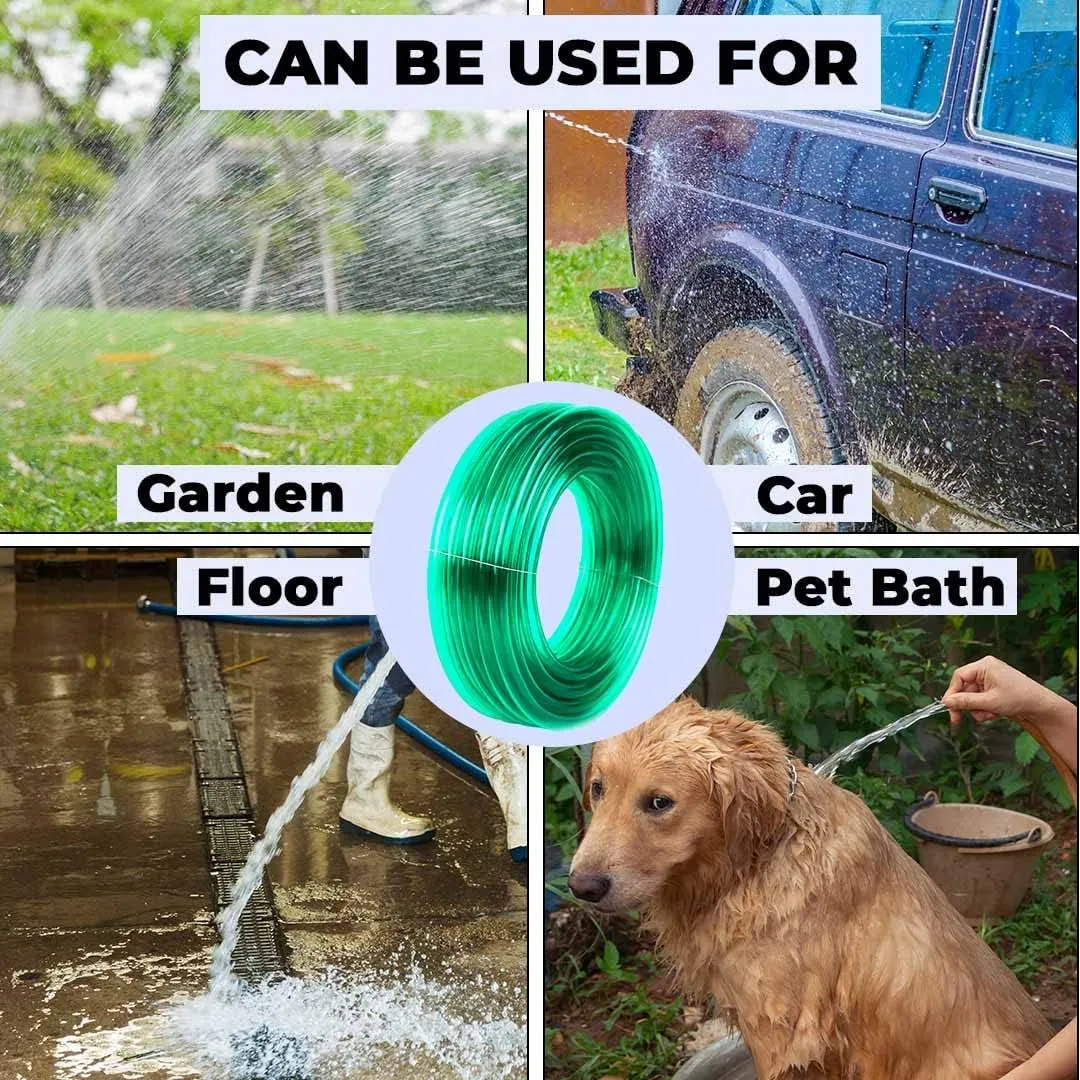 Kuber Industries PVC Water Pipe 15 Meter | Multi-Utility Water Pipe for Garden, Car Cleaning & Pet Cleaning | Durable, Light Weight, & Flexible Hose Pipe for Gardening | Green | (Pack Of 4)