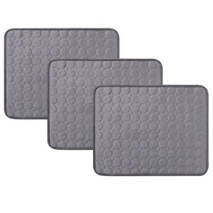Kuber Industries Rectangular Dog & Cat Bed|Premium Cool Ice Silk Polyester With Bottom Mesh|Multi-Utility Self-Cooling Pad For Dog & Cat|Light-weight & Durable Dog Bed|ZQCJ001DG-M|Dark Grey(Pack Of 3)