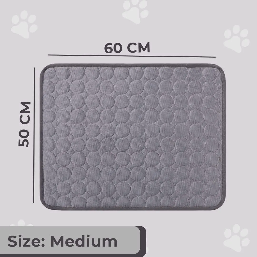 Kuber Industries Rectangular Dog & Cat Bed|Premium Cool Ice Silk Polyester With Bottom Mesh|Multi-Utility Self-Cooling Pad For Dog & Cat|Light-weight & Durable Dog Bed|ZQCJ001DG-M|Dark Grey(Pack Of 4)