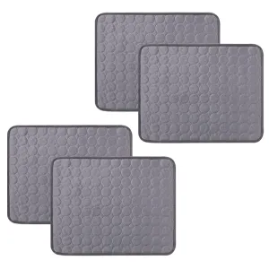 Kuber Industries Rectangular Dog & Cat Bed|Premium Cool Ice Silk Polyester With Bottom Mesh|Multi-Utility Self-Cooling Pad For Dog & Cat|Light-weight & Durable Dog Bed|ZQCJ001DG-M|Dark Grey(Pack Of 4)