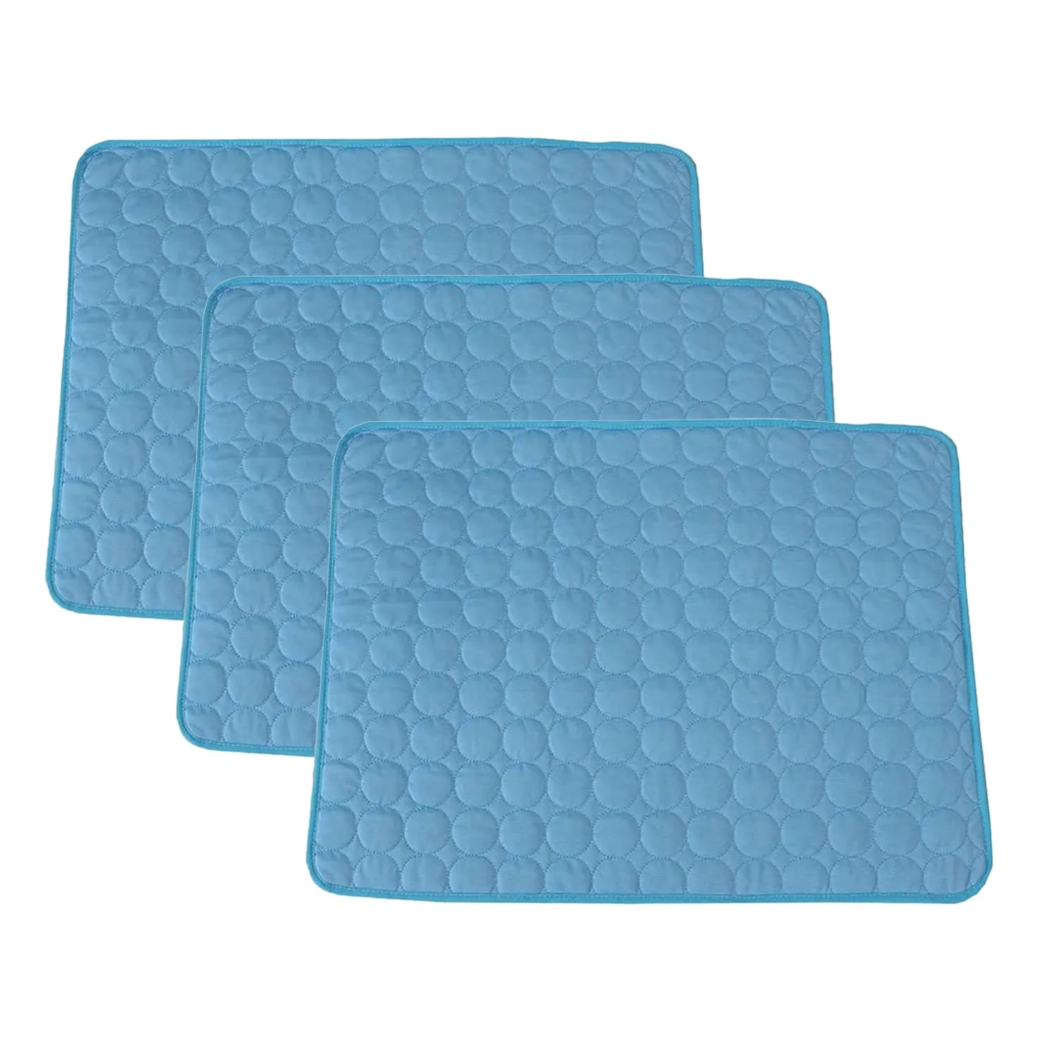 Kuber Industries Rectangular Dog & Cat Bed|Premium Cool Ice Silk with Polyester With Bottom Mesh|Multi-Utility Self-Cooling Pad For Dog & Cat|Light-weight & Durable Dog Bed|ZQCJ001B-M|Blue (Pack Of 3)