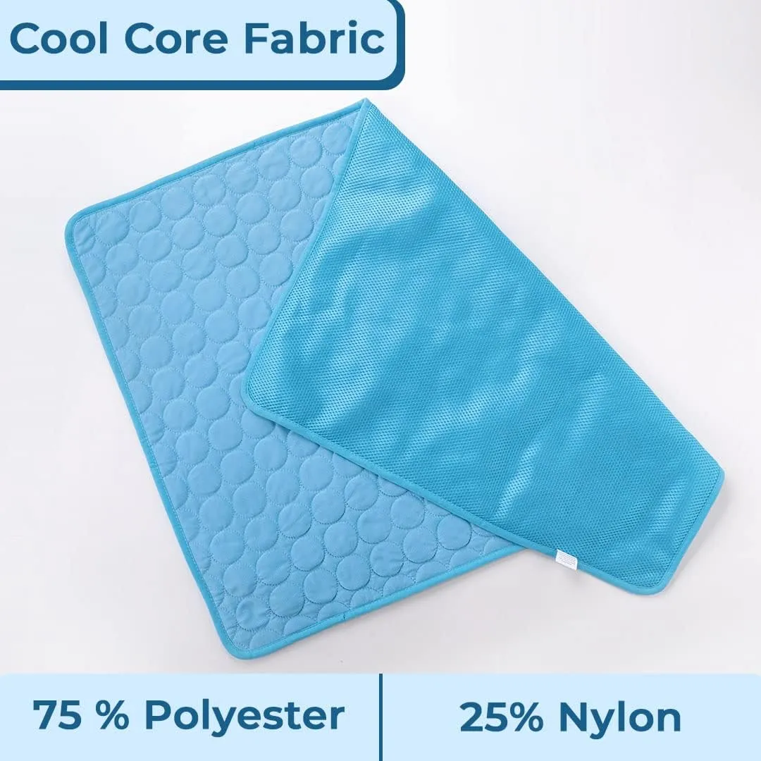 Kuber Industries Rectangular Dog & Cat Bed|Premium Cool Ice Silk with Polyester With Bottom Mesh|Multi-Utility Self-Cooling Pad For Dog & Cat|Light-weight & Durable Dog Bed|ZQCJ001B-M|Blue (Pack Of 3)