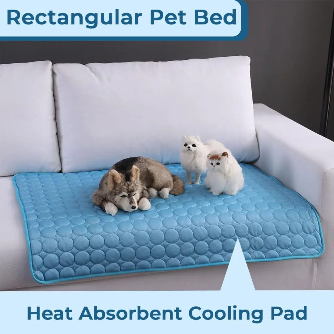 Kuber Industries Rectangular Dog & Cat Bed|Premium Cool Ice Silk with Polyester With Bottom Mesh|Multi-Utility Self-Cooling Pad For Dog & Cat|Light-weight & Durable Dog Bed|ZQCJ001B-XL|Blue(Pack Of 2)