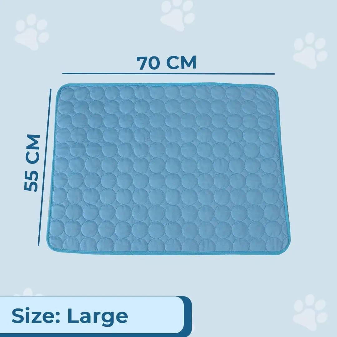 Kuber Industries Rectangular Dog & Cat Bed|Premium Cool Ice Silk with Polyester With Bottom Mesh|Multi-Utility Self-Cooling Pad For Dog & Cat|Light-weight & Durable Dog Bed|ZQCJ001B-XL|Blue(Pack Of 2)