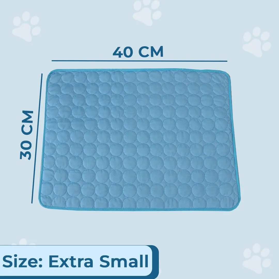 Kuber Industries Rectangular Dog & Cat Bed|Premium Cool Ice Silk with Polyester With Bottom Mesh|Multi-Utility Self-Cooling Pad For Dog & Cat|Light-weight & Durable Dog Bed|ZQCJ001B-XS|Blue(Pack Of 5)