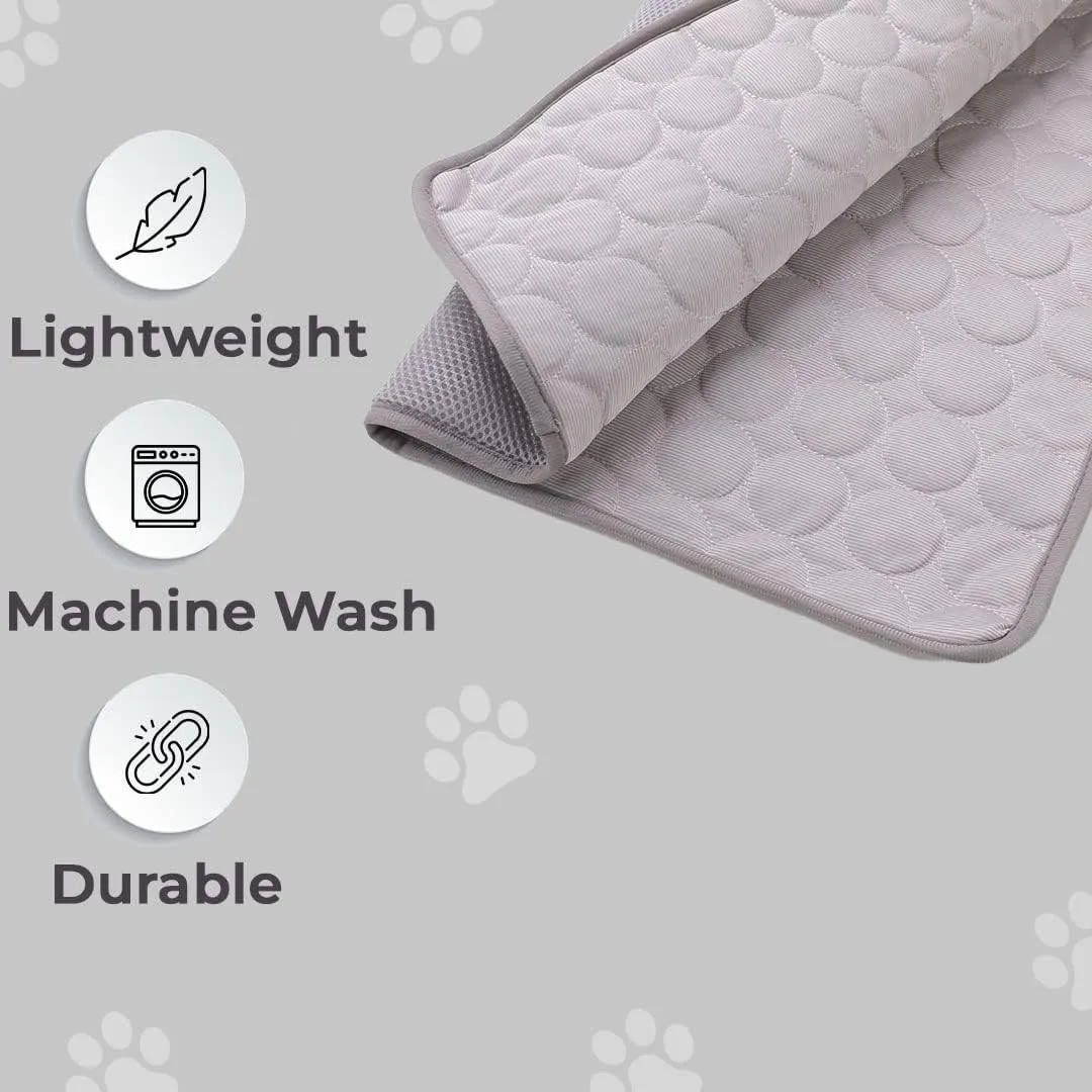 Kuber Industries Rectangular Dog & Cat Bed|Premium Cool Ice Silk with Polyester With Bottom Mesh|Multi-Utility Self-Cooling Pad For Dog & Cat|Light-weight & Durable Dog Bed|ZQCJ001G-S|Grey (Pack Of 6)