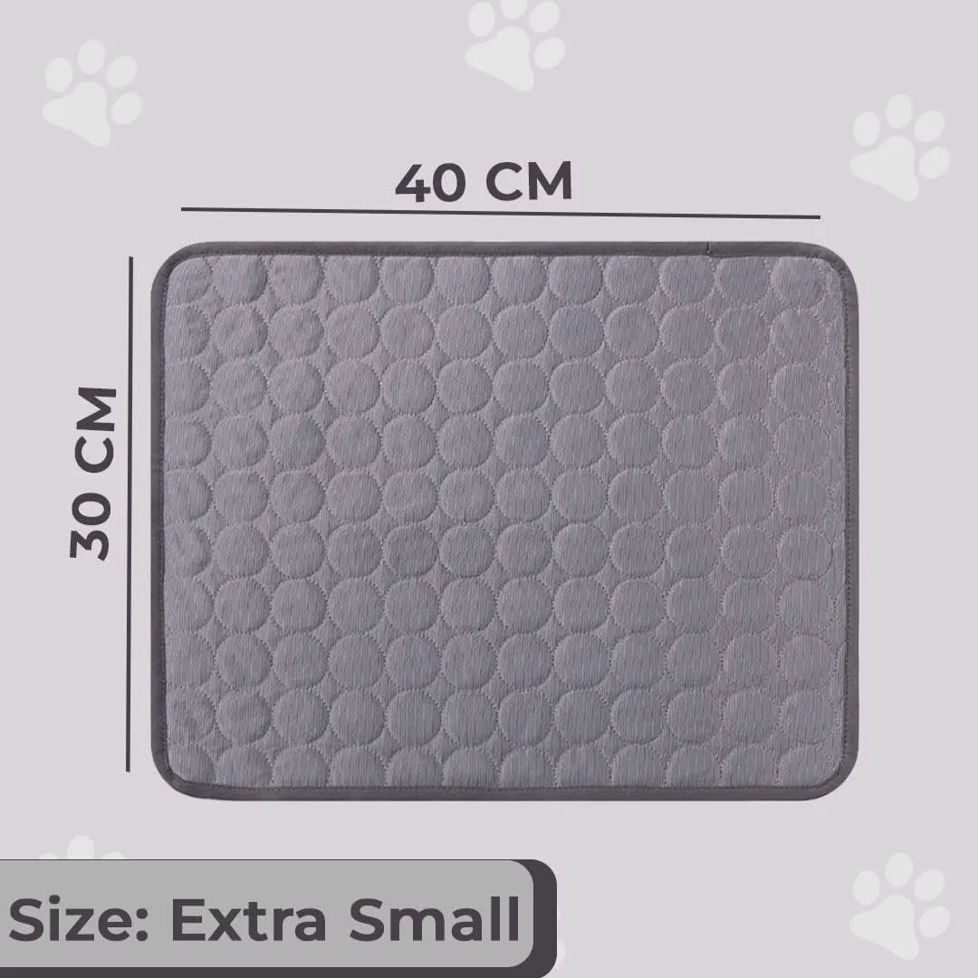 Kuber Industries Rectangular Dog & Cat Bed|Premium Cool Ice Silk with Polyester With Bottom Mesh|Multi-Utility Self-Cooling Pad For Dog & Cat|Light-weight & Durable Dog Bed|ZQCJ001G-XS|Grey(Pack Of 4)