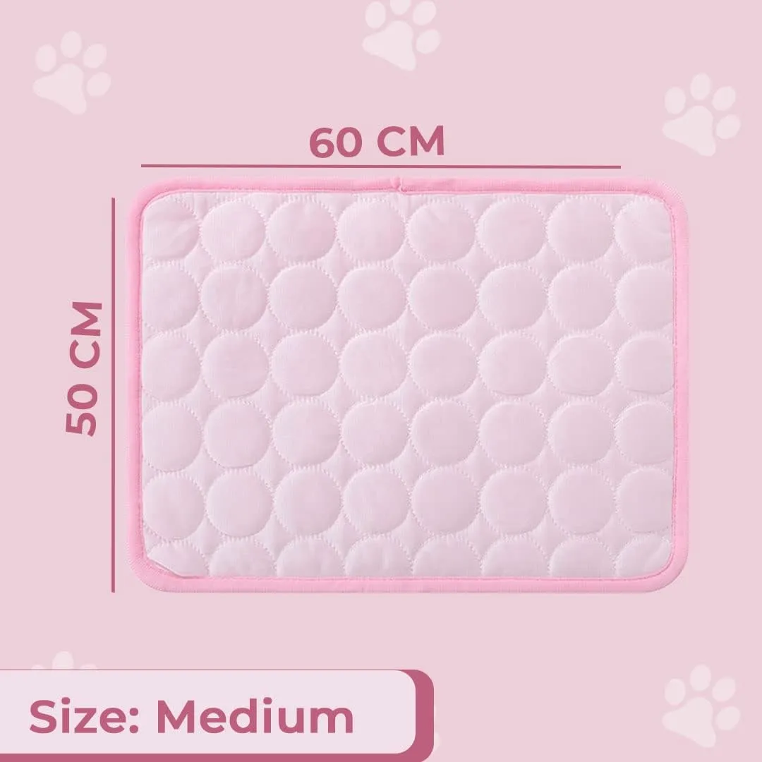 Kuber Industries Rectangular Dog & Cat Bed|Premium Cool Ice Silk with Polyester With Bottom Mesh|Multi-Utility Self-Cooling Pad For Dog & Cat|Light-weight & Durable Dog Bed|ZQCJ001P-M|Pink (Pack Of 5)