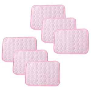 Kuber Industries Rectangular Dog & Cat Bed|Premium Cool Ice Silk with Polyester With Bottom Mesh|Multi-Utility Self-Cooling Pad For Dog & Cat|Light-weight & Durable Dog Bed|ZQCJ001P-M|Pink (Pack Of 6)