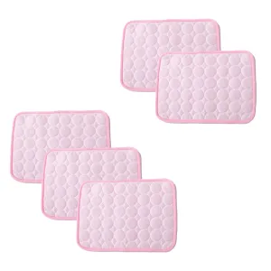 Kuber Industries Rectangular Dog & Cat Bed|Premium Cool Ice Silk with Polyester With Bottom Mesh|Multi-Utility Self-Cooling Pad For Dog & Cat|Light-weight & Durable Dog Bed|ZQCJ001P-S|Pink (Pack Of 5)