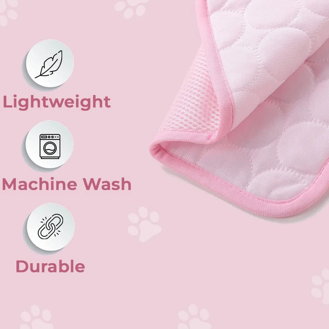 Kuber Industries Rectangular Dog & Cat Bed|Premium Cool Ice Silk with Polyester With Bottom Mesh|Multi-Utility Self-Cooling Pad For Dog & Cat|Light-weight & Durable Dog Bed|ZQCJ001P-S|Pink (Pack Of 5)