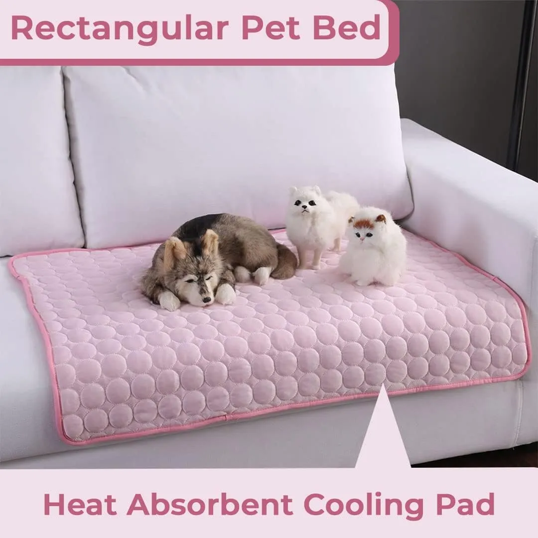 Kuber Industries Rectangular Dog & Cat Bed|Premium Cool Ice Silk with Polyester With Bottom Mesh|Multi-Utility Self-Cooling Pad For Dog & Cat|Light-weight & Durable Dog Bed|ZQCJ001P-S|Pink (Pack Of 5)