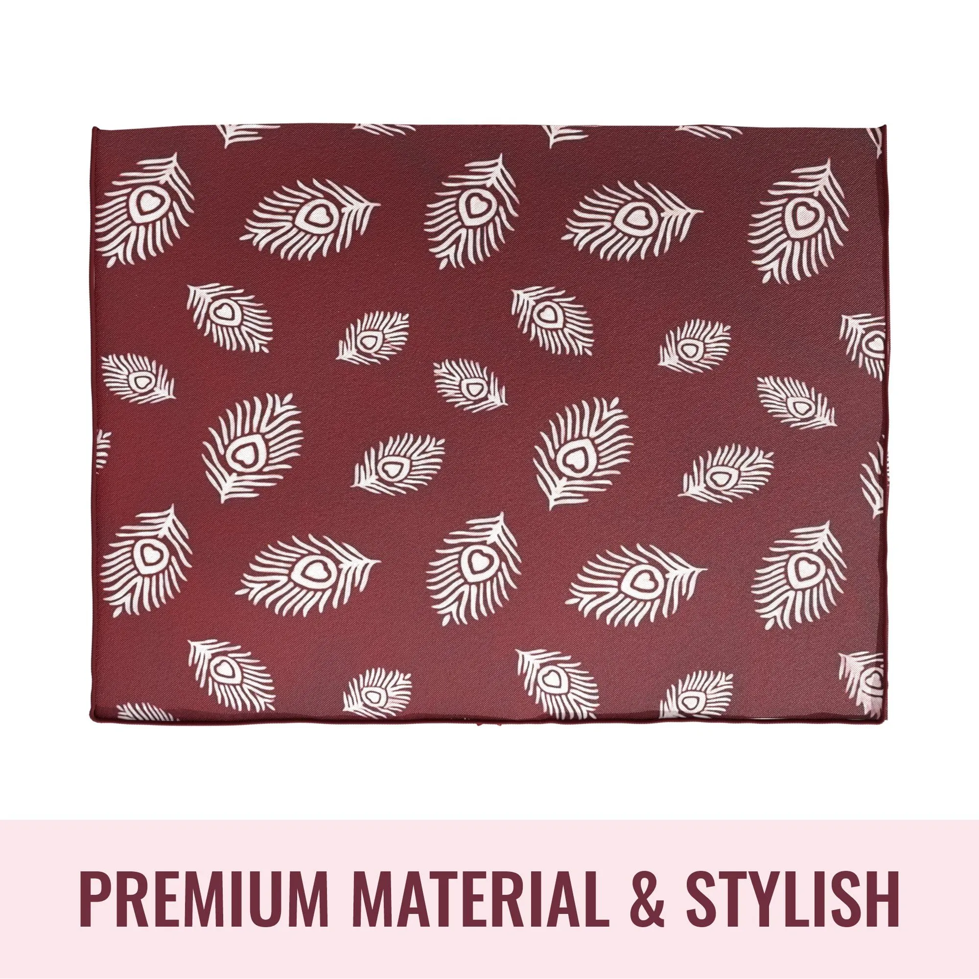 Kuber Industries Saree Cover | Clothes Storage Bag | Storage Organizer Bag | Zip Closure Saree Cover | Wardrobe Organizer | Peacock Feather-Design | 6 Inch | Pack of 2 | Maroon