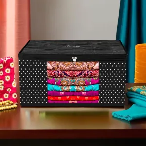 Kuber Industries Saree Cover | Zip Closure Saree Cover | Clothes Storage Bag | Wardrobe Organiser for Suit | Transparent Window Saree Cover | Bow Dot Border-Design | 9 inch | Pack of 2 | Maroon