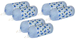 Kuber Industries Set of 6 Flower Design Soft & Smooth Cotton Bolster Cover 16 x 30 inch (Blue)