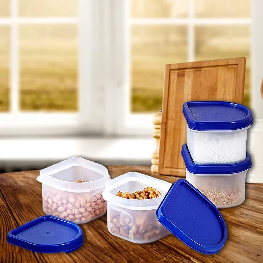 Kuber Industries Storage Utility Container|Plastic Unbreakable Food Storage Jar|Leak Roof,BPA Free Food Kitchen Organizer With Lid,250 ML,Set Of 6 (White) (Pack Of 4)