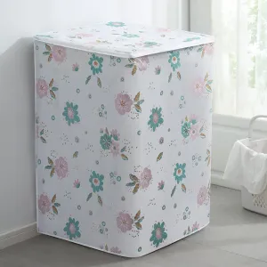 Kuber Industries Top Loading Washing Machine Cover |Waterproof And Dust Proof Fully Automatic Washing Machine Cover | Fashion Print Laundry Machine Protect Cover With Zip | White & Pink
