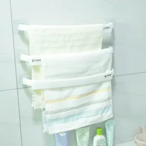 Kuber Industries Towel Hanger for Bathroom|Wall Mounted Cloth Hanger|Multipurpose Cloth & Napkin Holder|Premium PP Material|Self-Adhesive DIY Installation|Bathroom & Kitchen Organizer|Pack of 3|White